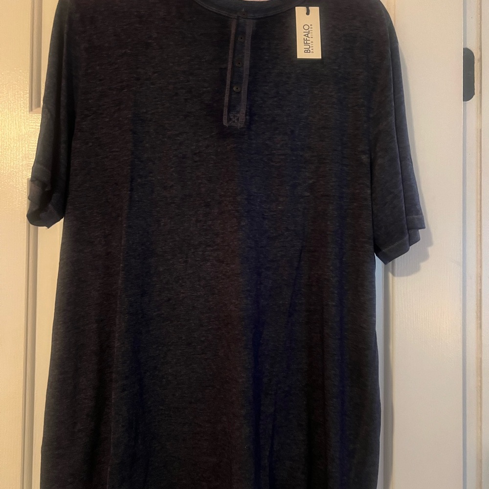 Buffalo David Bitton Men's Dark Blue Henley Tee